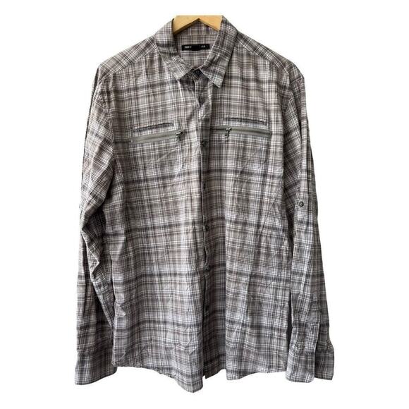 John Varvatos USA button Down Plaid Zipper L - Picture 1 of 6